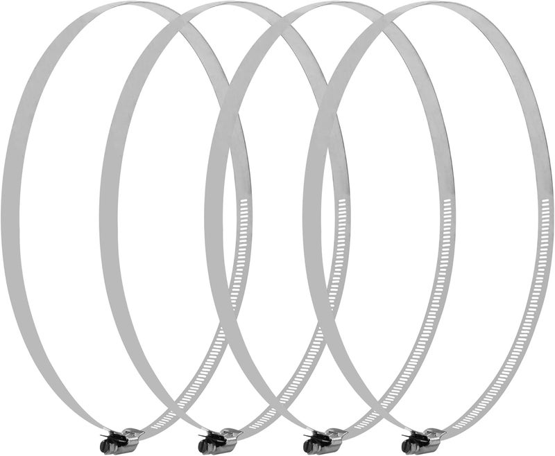AUXBC 4PCS 10 Inch Adjustable 304 Stainless Steel Hose Clamps, Worm Gear Duct Clamp for Air Ducting, Automotive Plumbing and Mechanical Applications, Fits 9"-10" (232-254mm) Diameter Hoses - Image 1